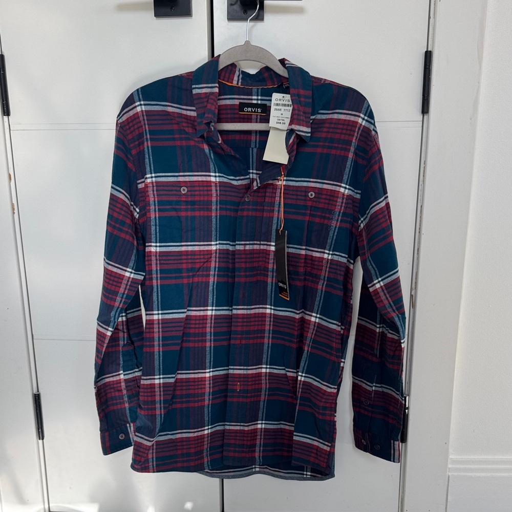 Orvis Men's Casual Plaid Shirt - Red and Green